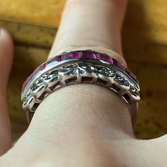 Natural Ruby Sterling Silver Ring Size 6 - Picture 2 of 10